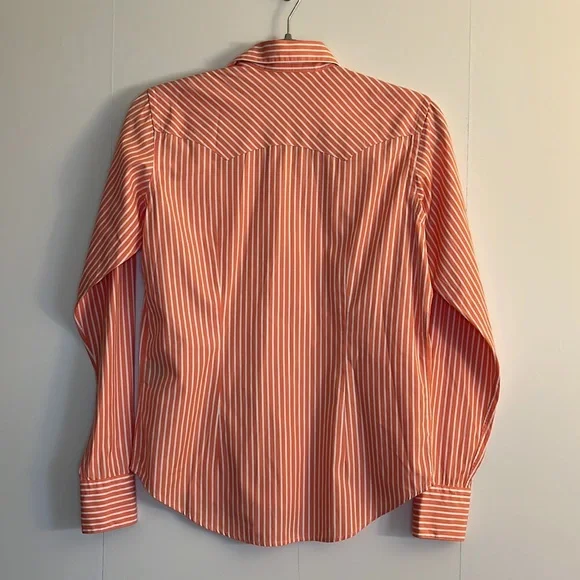 Ralph Lauren Blue Label Western Pearl Snap Button Shirt Size 4 Pink White Stripe - Picture 4 of 8